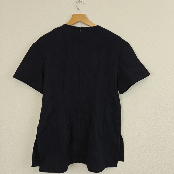 M.M. Lafleur The Krader Crew neck Top Textured Ponte In Navy Blue Size Medium - Picture 12 of 14
